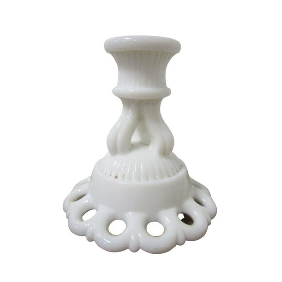 Westmoreland Milk Glass Doric Lace Candle Holders by Westmoreland Glass 1960s - Picture 2 of 5